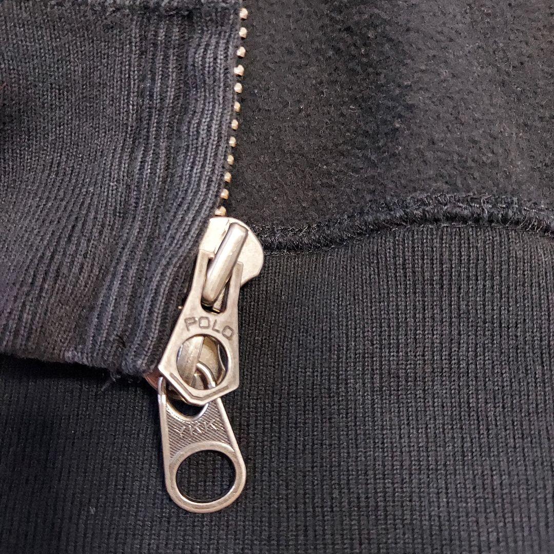 90s ポロバイラルフローレン 異素材レイヤード 裏起毛 ブルゾン L 黒