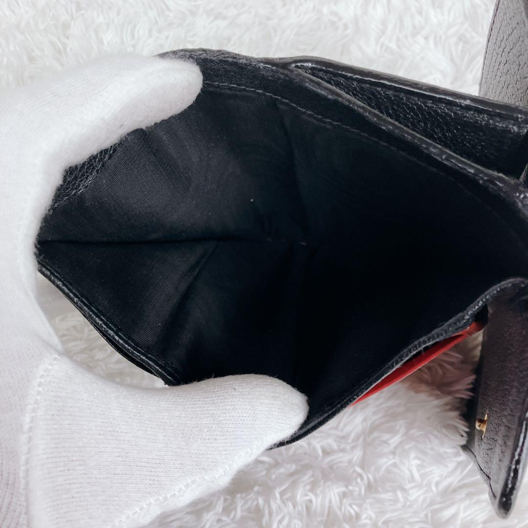 ミュウミュウ 折り財布 5ML014バイカラー マドラスレザー ブラック 黒