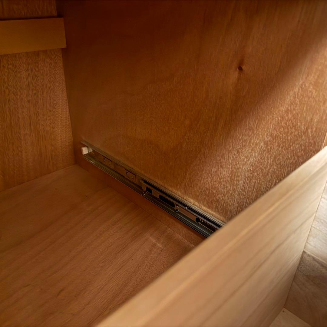 無印良品 無垢材デスクキャビネット(引出2段)オーク材 完成品 送料込 廃番