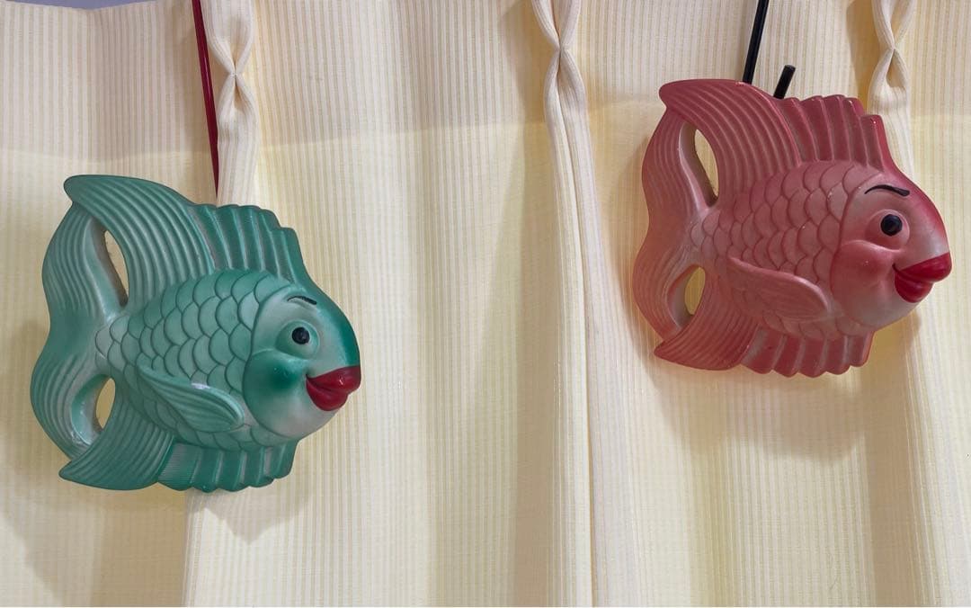 ミラースタジオ社　ミッドセンチュリー　アメリカン　石膏壁飾り　夫婦仲金魚2匹