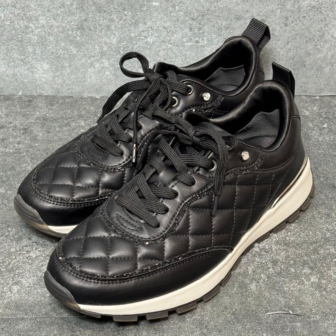 【新品】+DIANA プラスダイアナブラック キルティング スニーカー