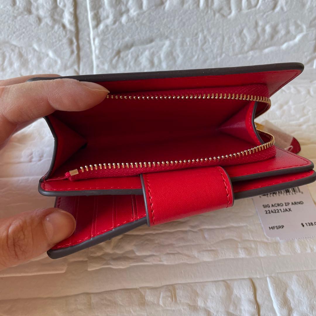 週末セール‼️ 新品COACH 二つ折り財布 ブラウン/レッド 赤 ギフト 箱付き