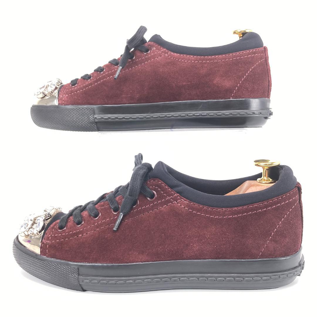 MIU MIU　ミュウミュウ　ラインストーンビジュースニーカー 　スエード　37