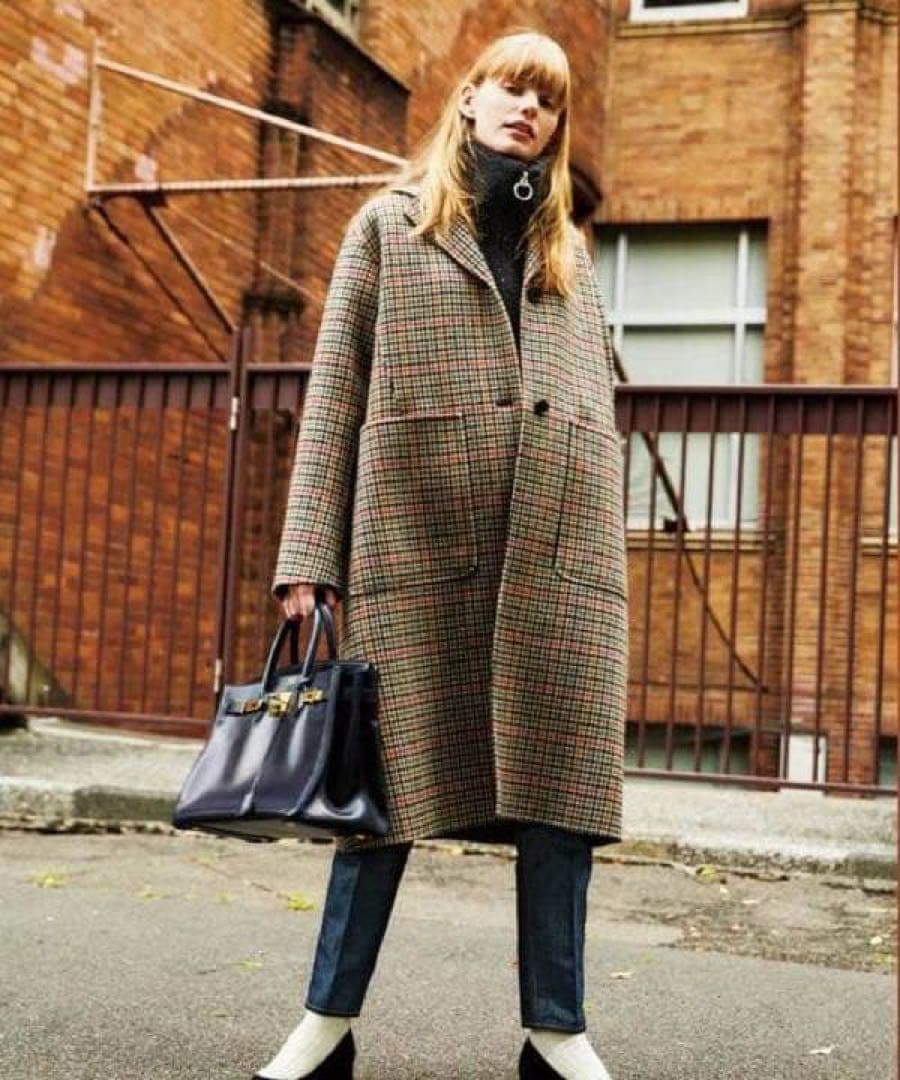 【kiki】THE SHINZONE テントラインコートブラウンチェック柄