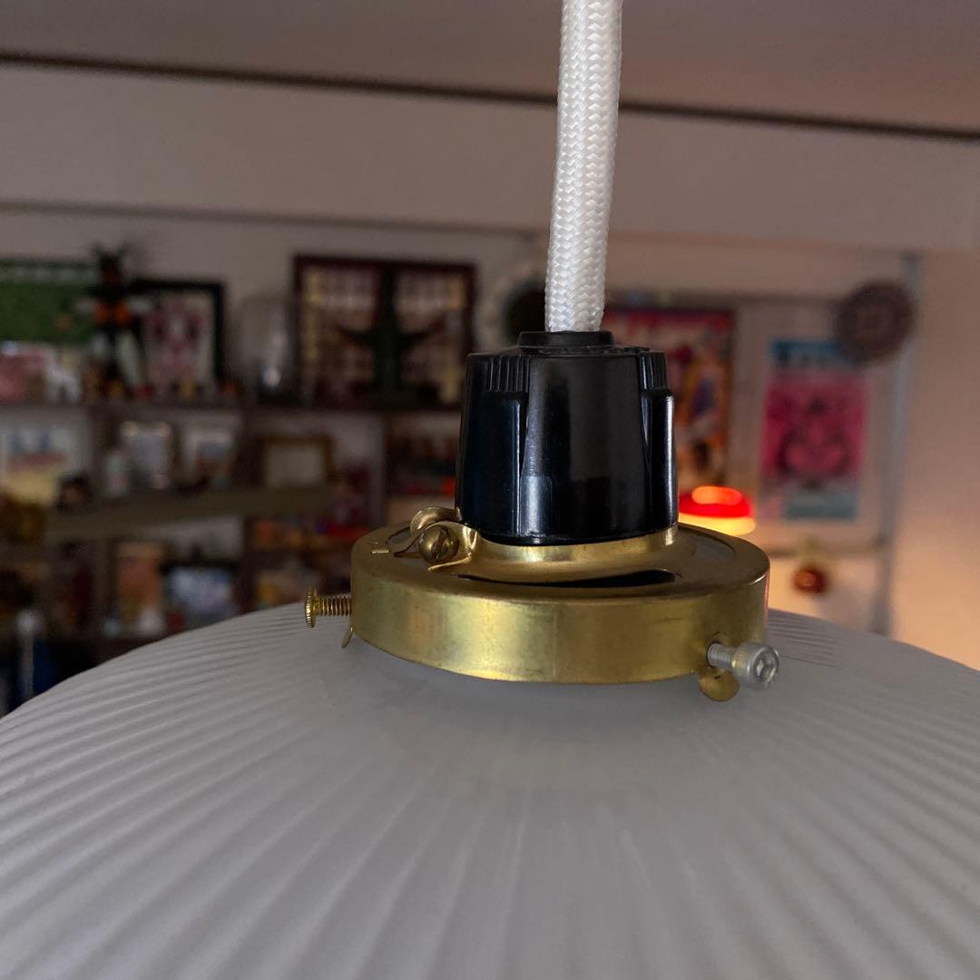 昭和レトロ　ペンダントライト　電笠　ミルクガラス照明　昭和初期　大正