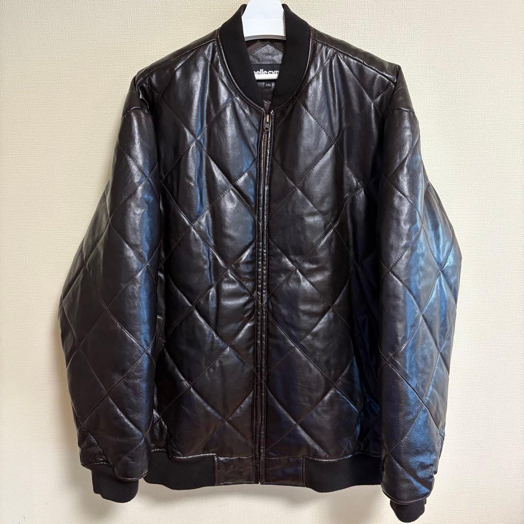 レザー 中綿ジャケット キルティング