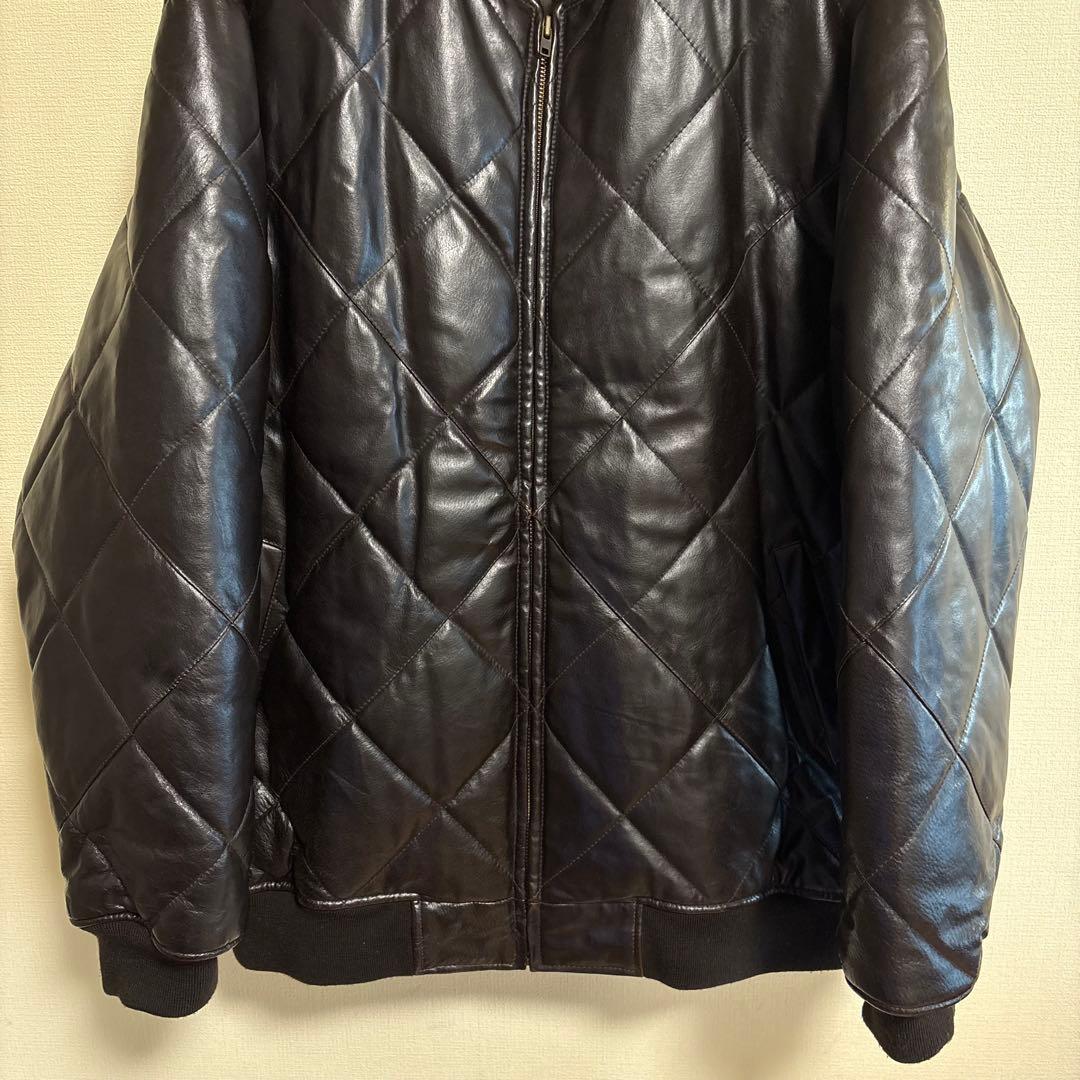 レザー 中綿ジャケット キルティング