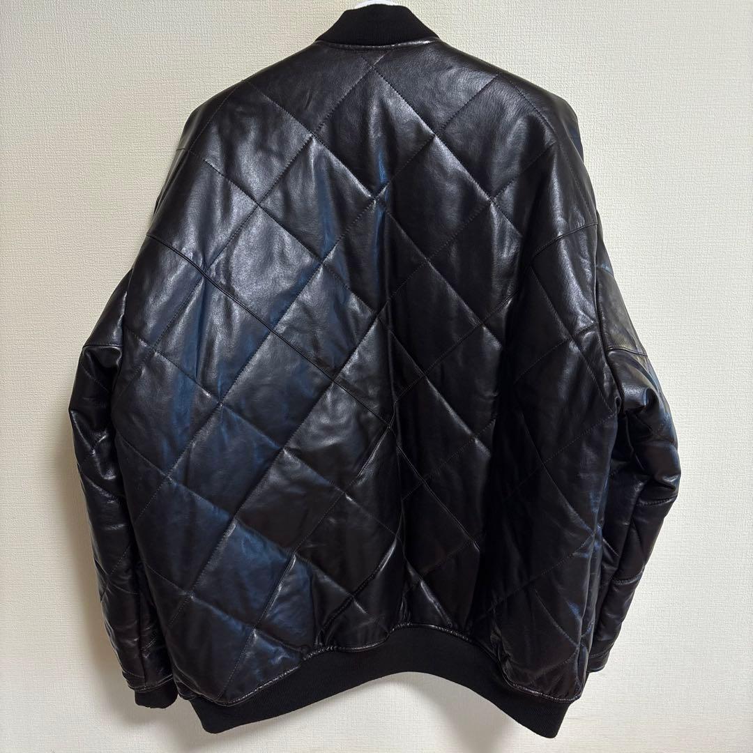 レザー 中綿ジャケット キルティング