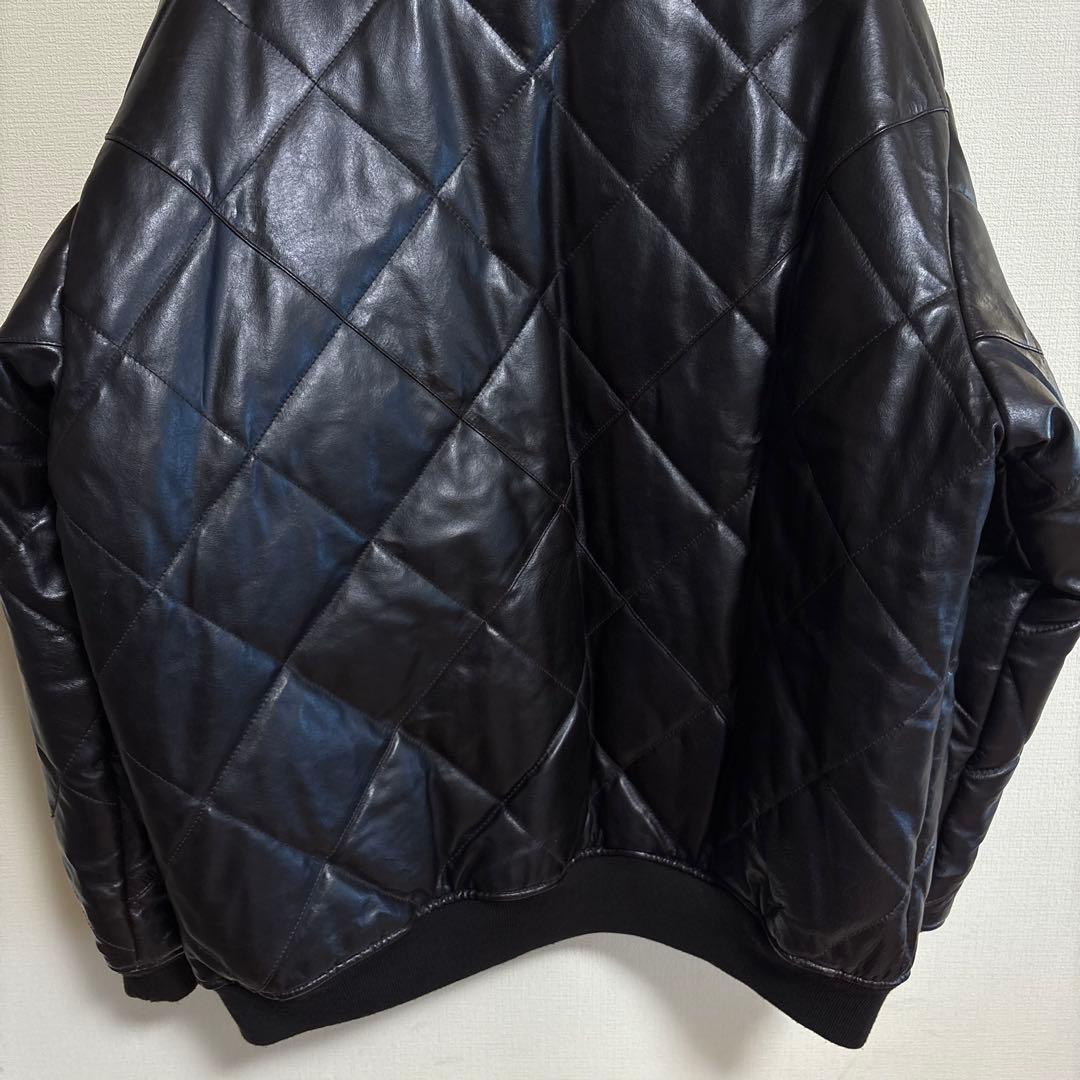 レザー 中綿ジャケット キルティング