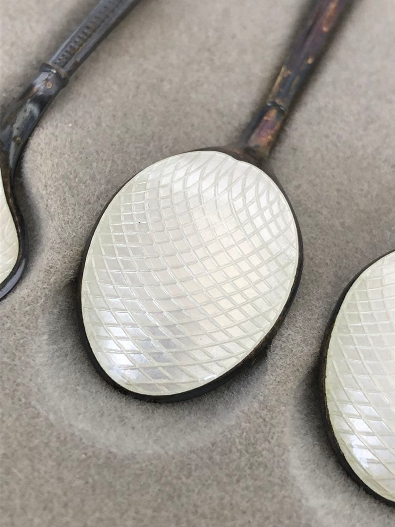 アントン ミケルセン　純銀製　デミタススプーン6客　七宝　ジョージジェンセン　銀