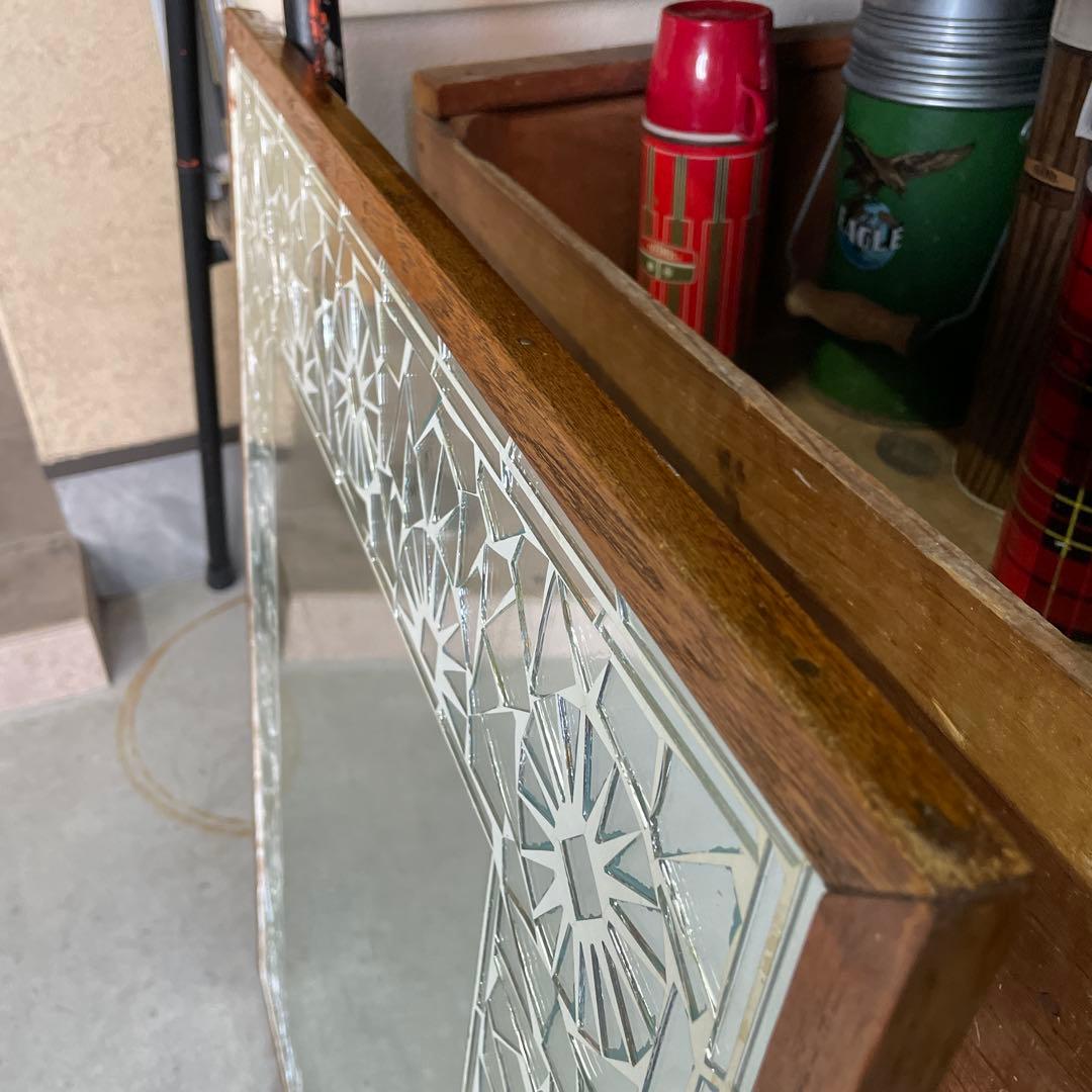 【まるこ⭐︎】デザイン ウッドミラー 壁掛け 鏡 姿見 蚤の市 レトロ