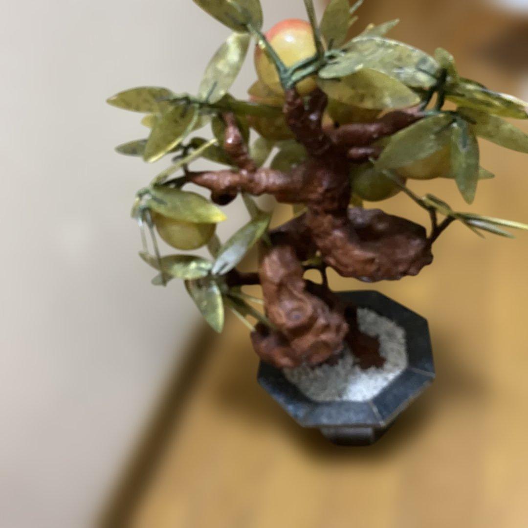 桃盆栽 中国骨董 玉石翡翠彫刻