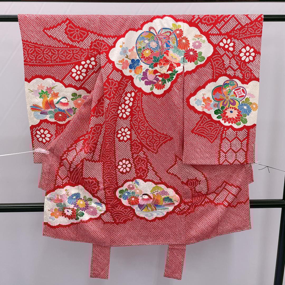 Y★3965★ 子供着物 襦袢付き 一つ身 女の子 七五三 3才 絞り染め