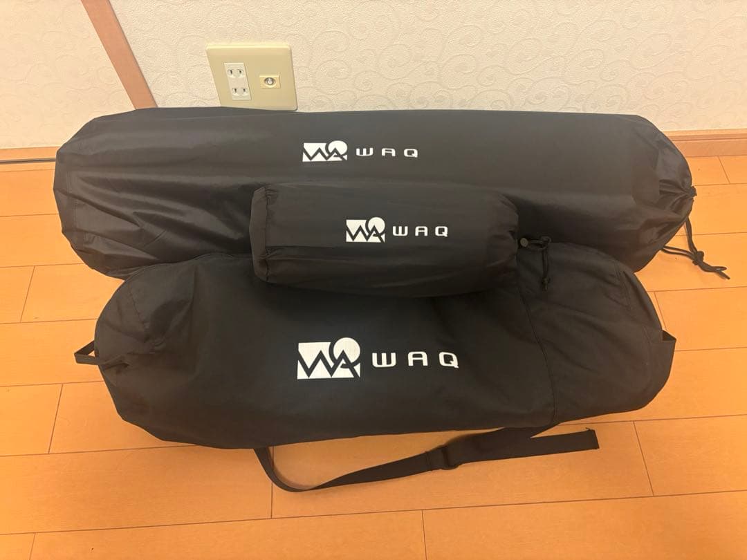 WAQ ワイド仕様のコット、インフレーターマット、ピロー、オーガナイザーの4点