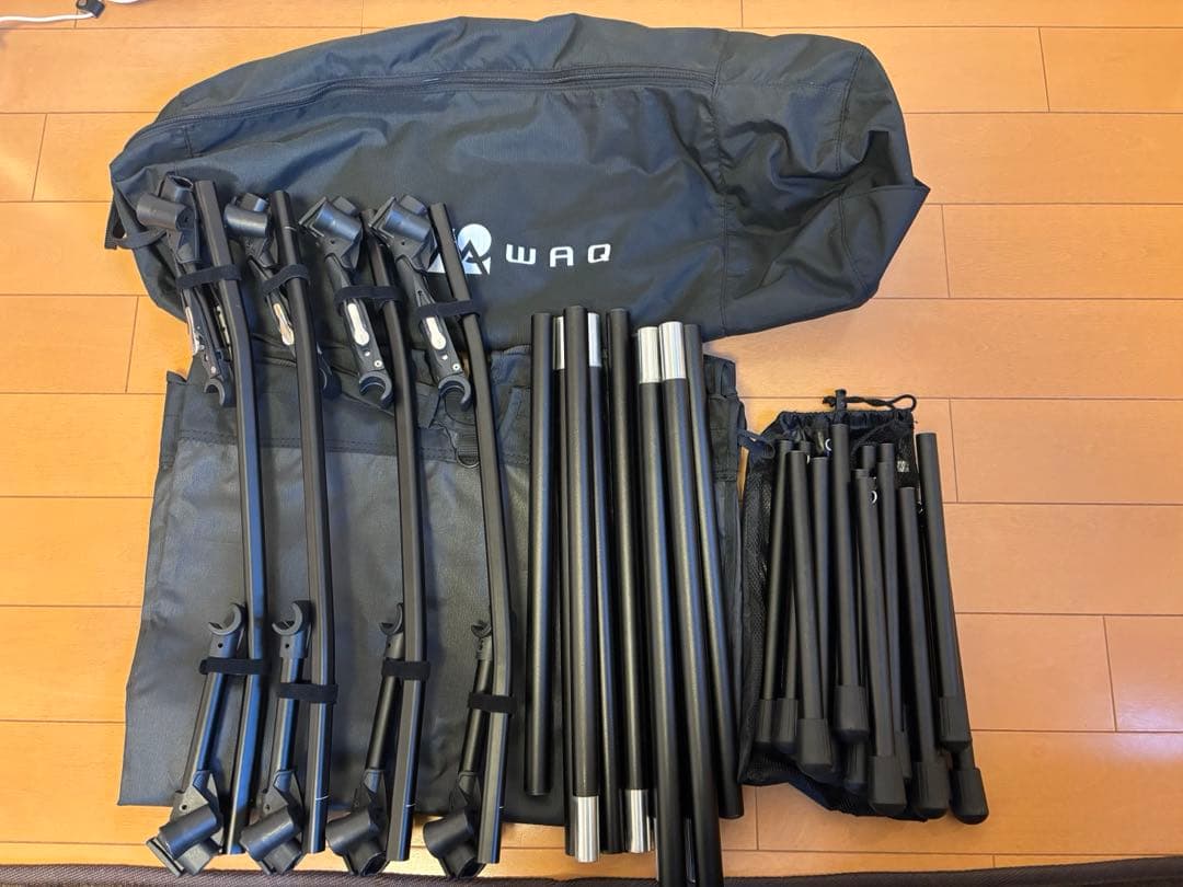 WAQ ワイド仕様のコット、インフレーターマット、ピロー、オーガナイザーの4点