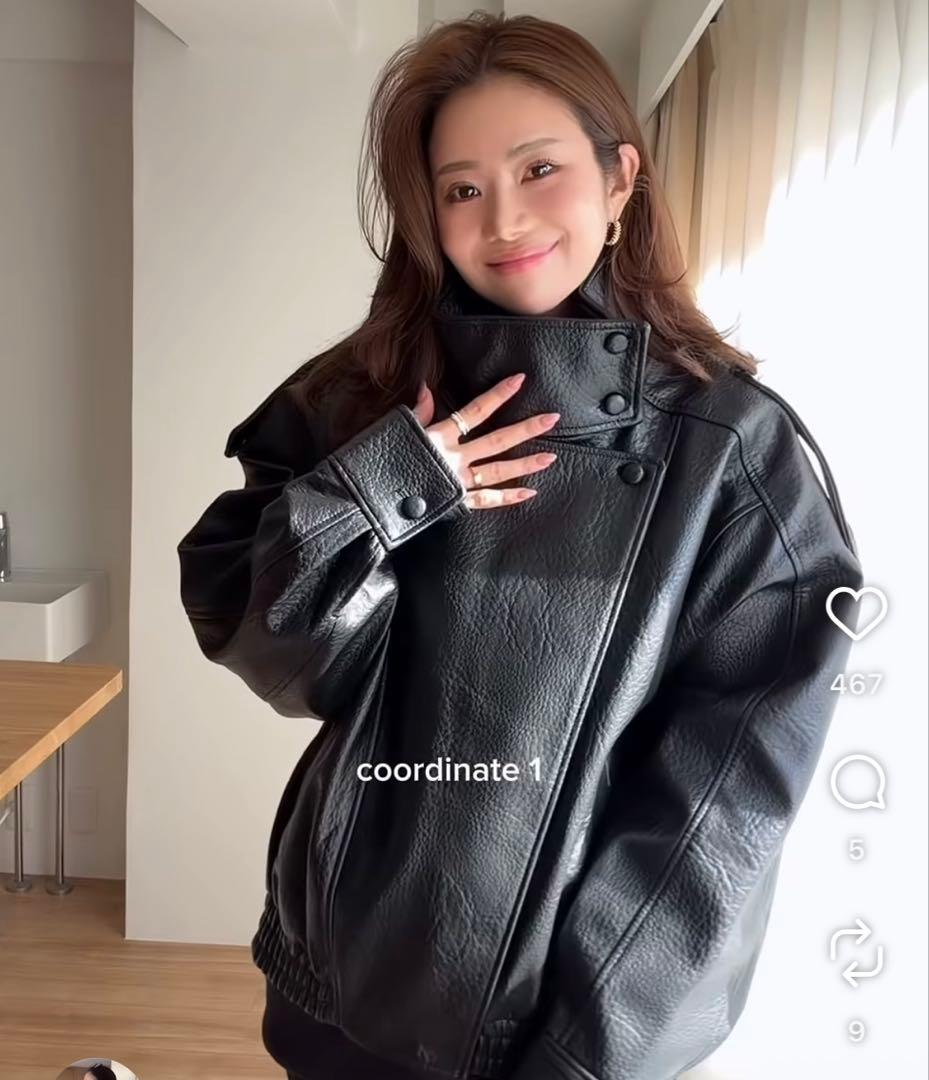 【完売品】ZARA ザラ フェイクレザージャケット⭐︎ブラックM