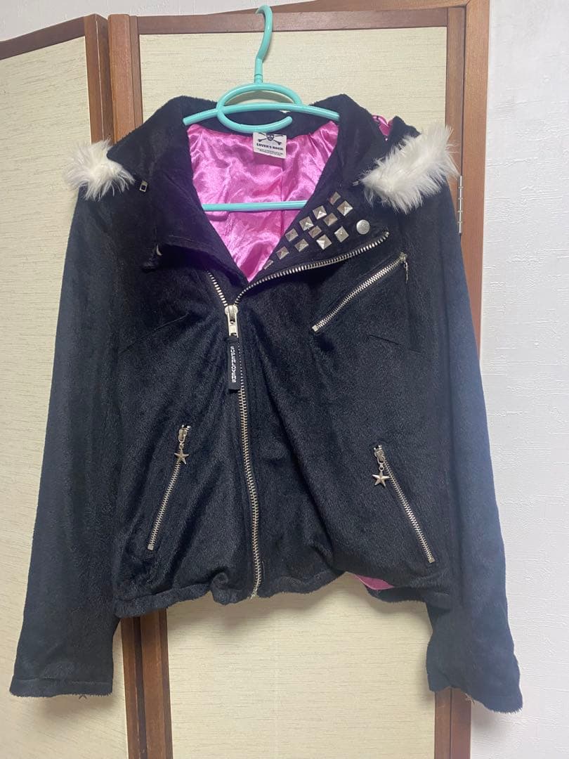 ライダース　フード　ファー　スタッズ　ドクロ　LOVERSROCK 平成