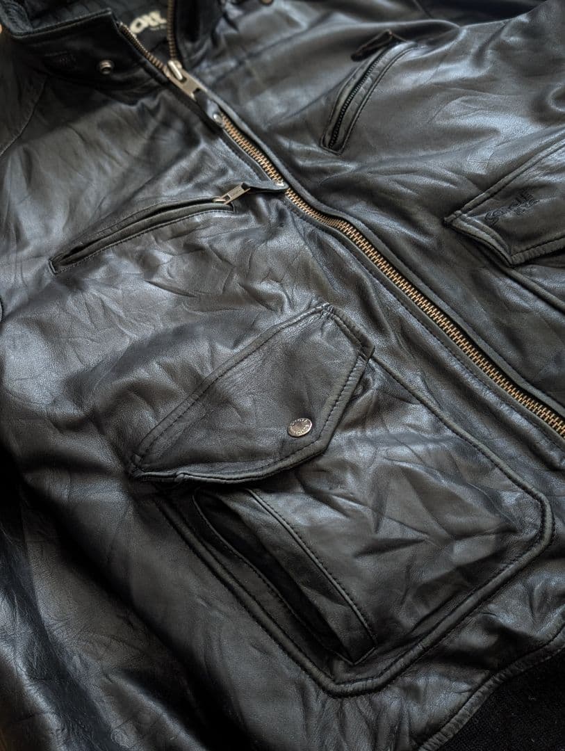 Schott レザージャケット カウハイド USA製 XL ブラック ショット