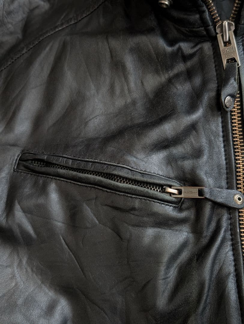 Schott レザージャケット カウハイド USA製 XL ブラック ショット