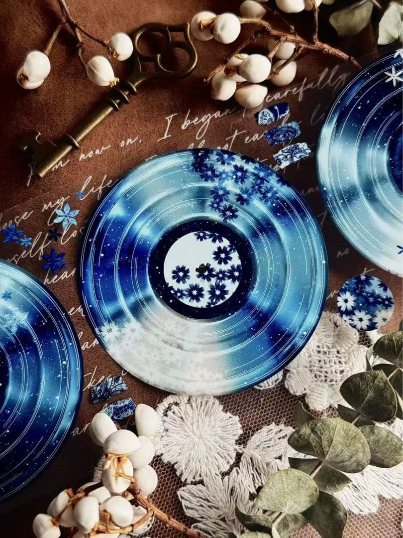 霖蓝汐原创手账《幻梦唱片》海外マスキングテープ　マステ 【2652】