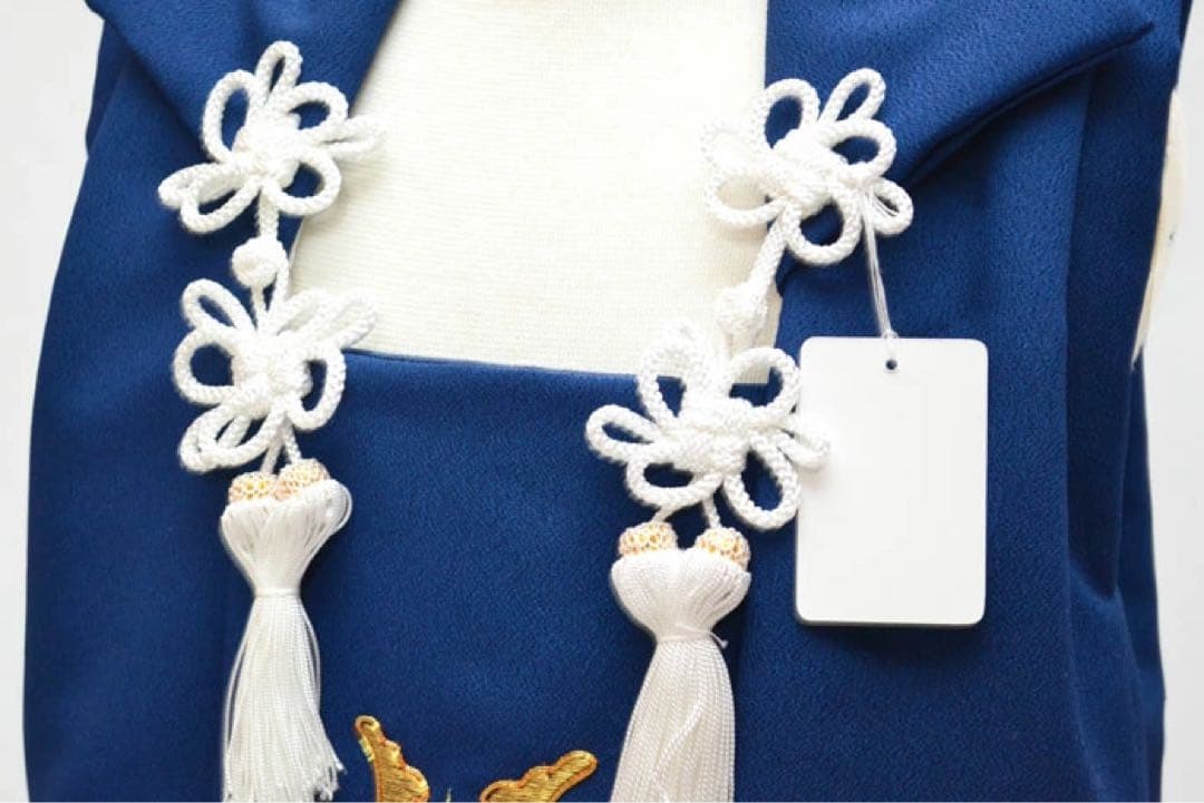 七五三 着物 3歳 男の子 男児 被布コート 刺繍柄 紺　縮緬生地 日本製