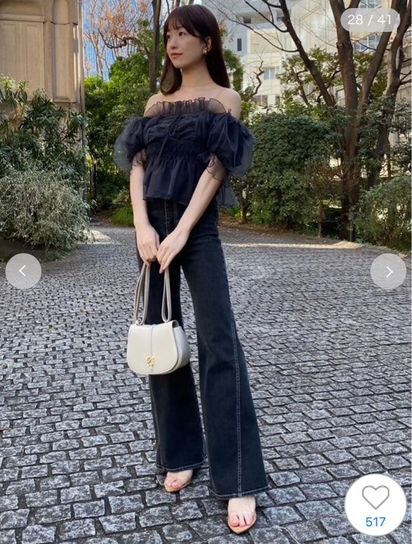 【美品】snidel スナイデル　ストレッチフレアデニムパンツ　ブラック　00