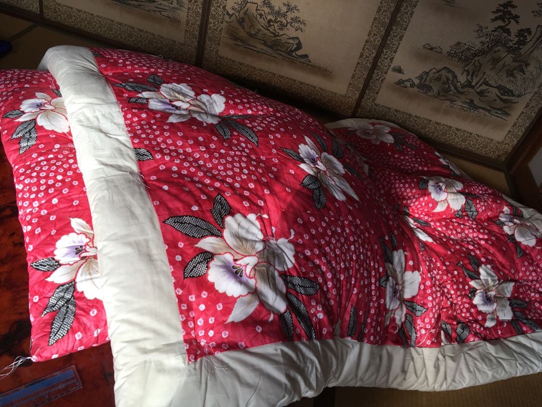 未使用品　綿布団掛敷セット　和布団