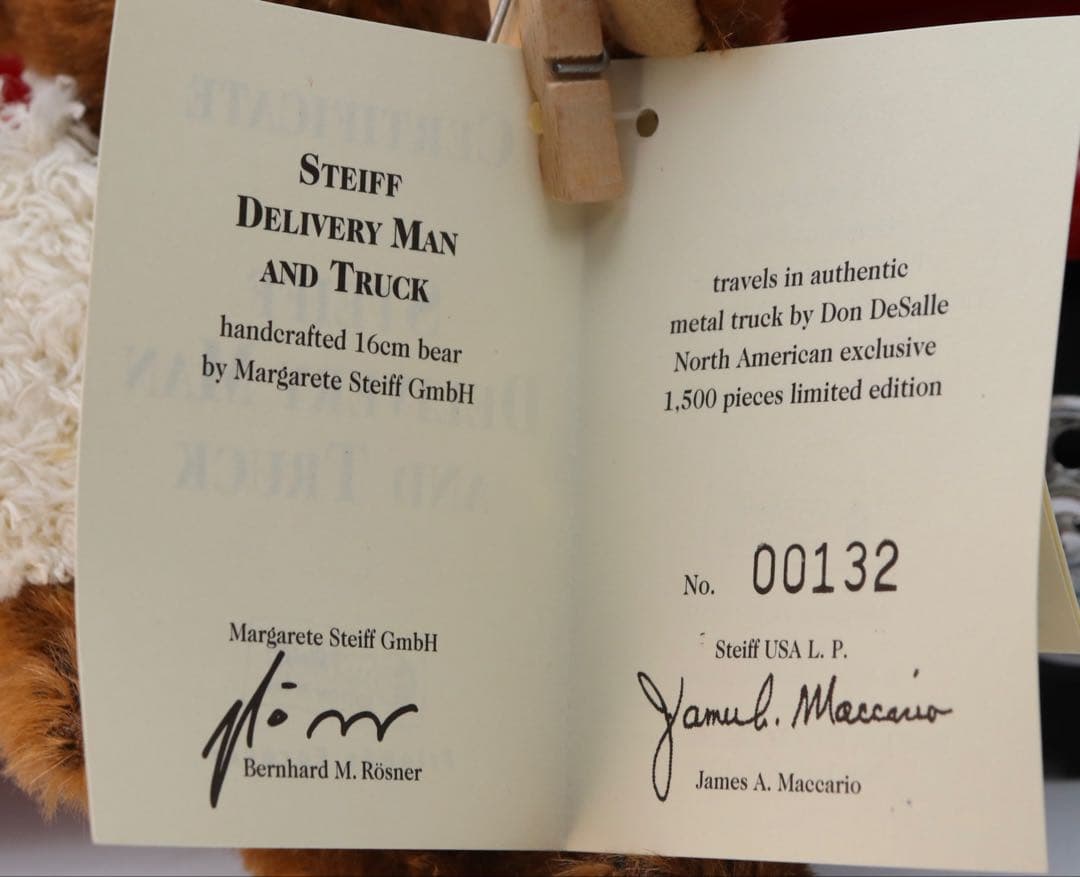 Steiff デリバリーマンとトラック U.S.A.1997年限定発売 新品
