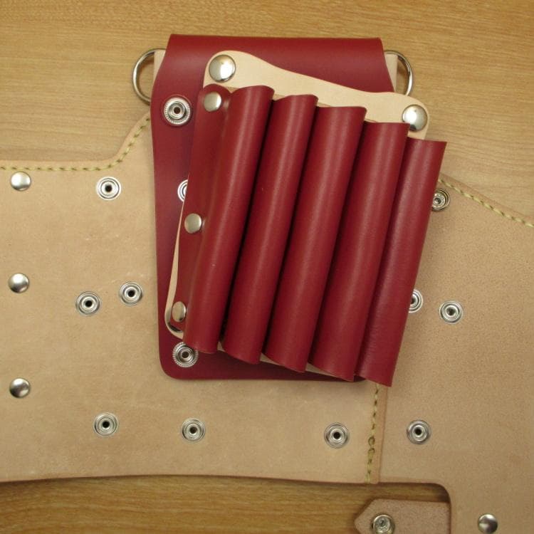 赤色＆ナチュラル　８丁差し　本革シザーケース　SCA-143/CRA