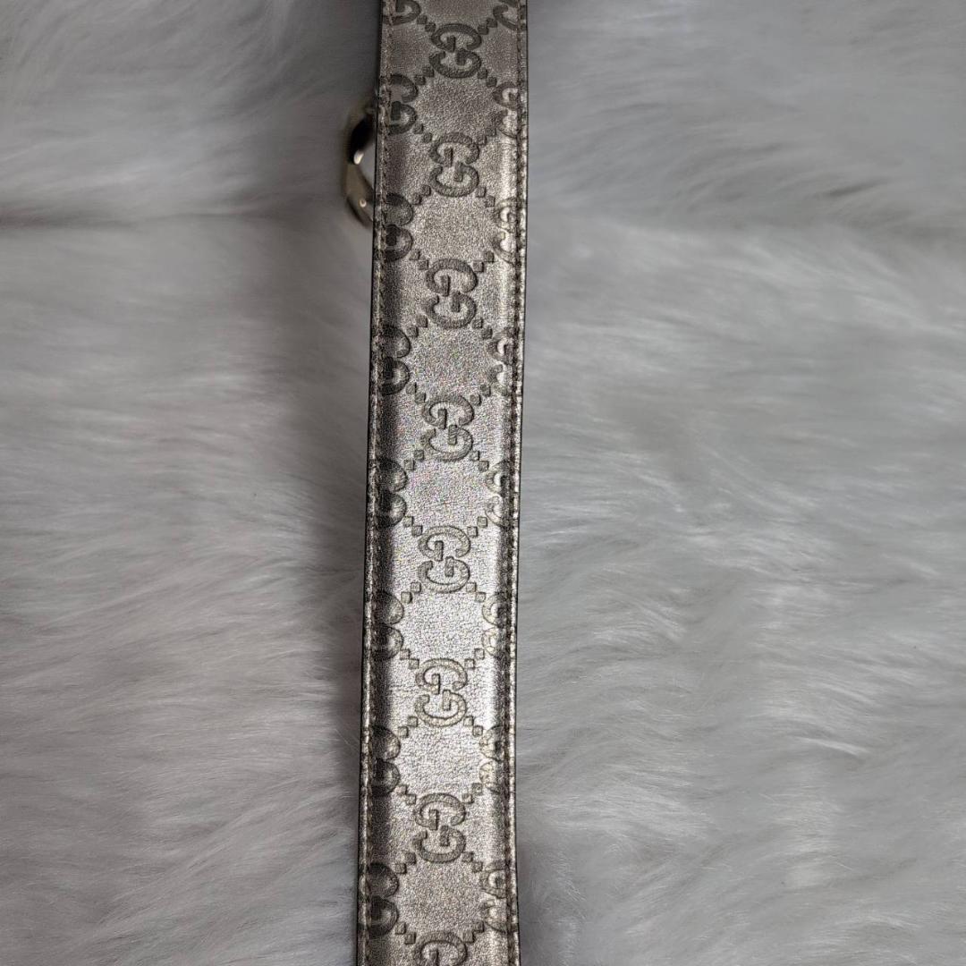 【極美品】 GUCCI グッチシマ レザー ベルト ゴールド インターロッキング