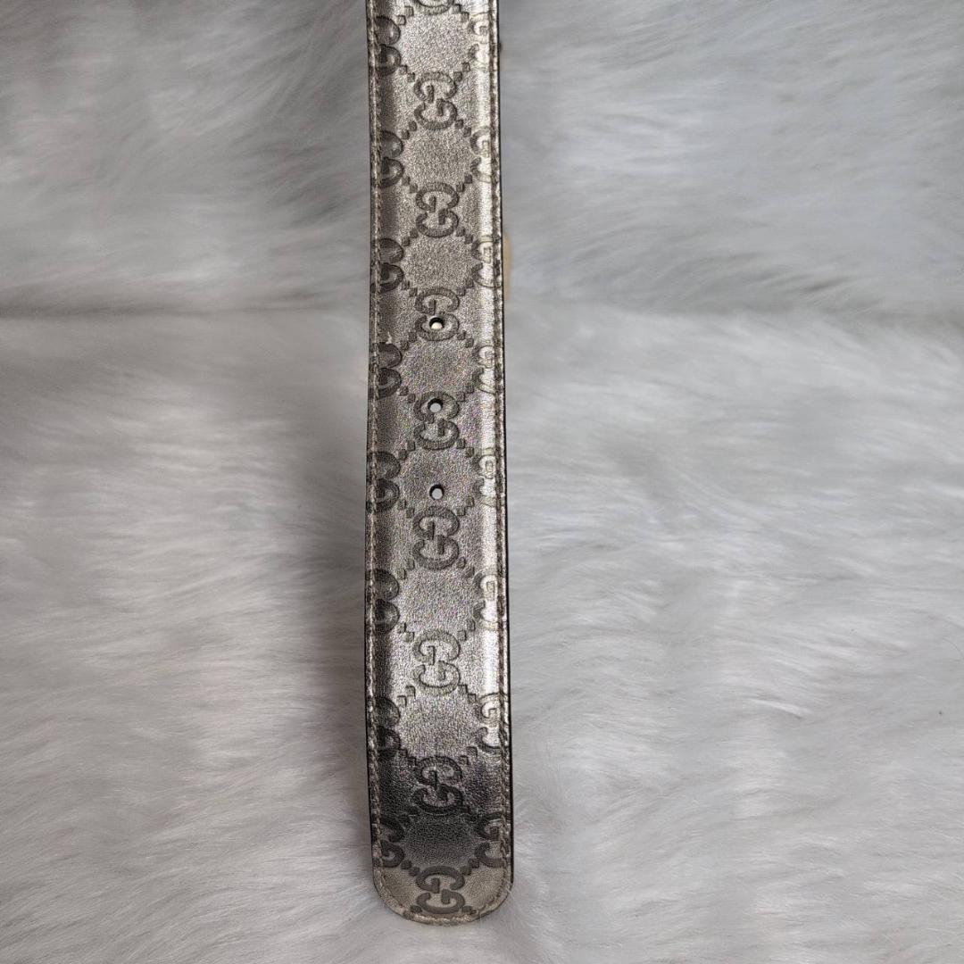 【極美品】 GUCCI グッチシマ レザー ベルト ゴールド インターロッキング
