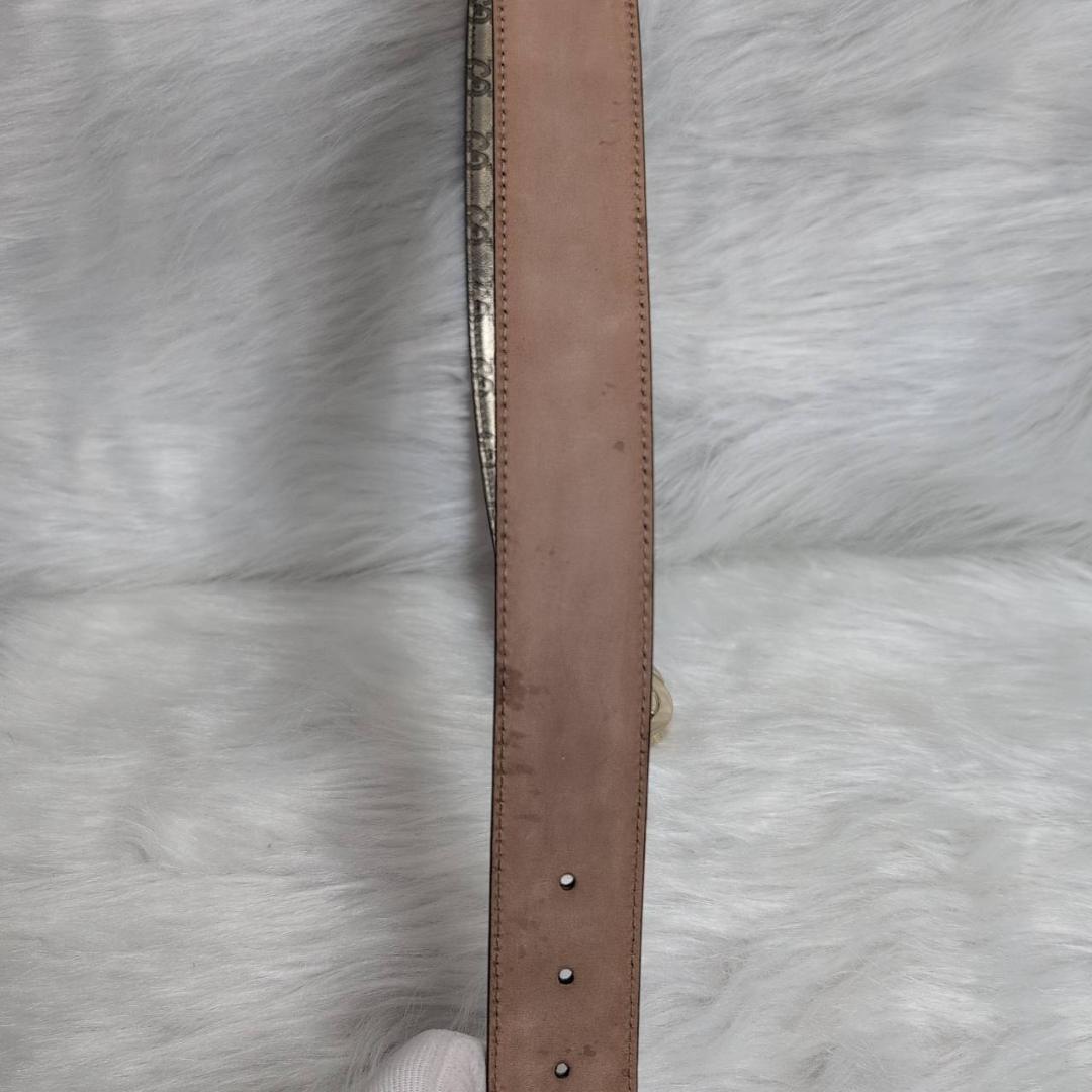 【極美品】 GUCCI グッチシマ レザー ベルト ゴールド インターロッキング