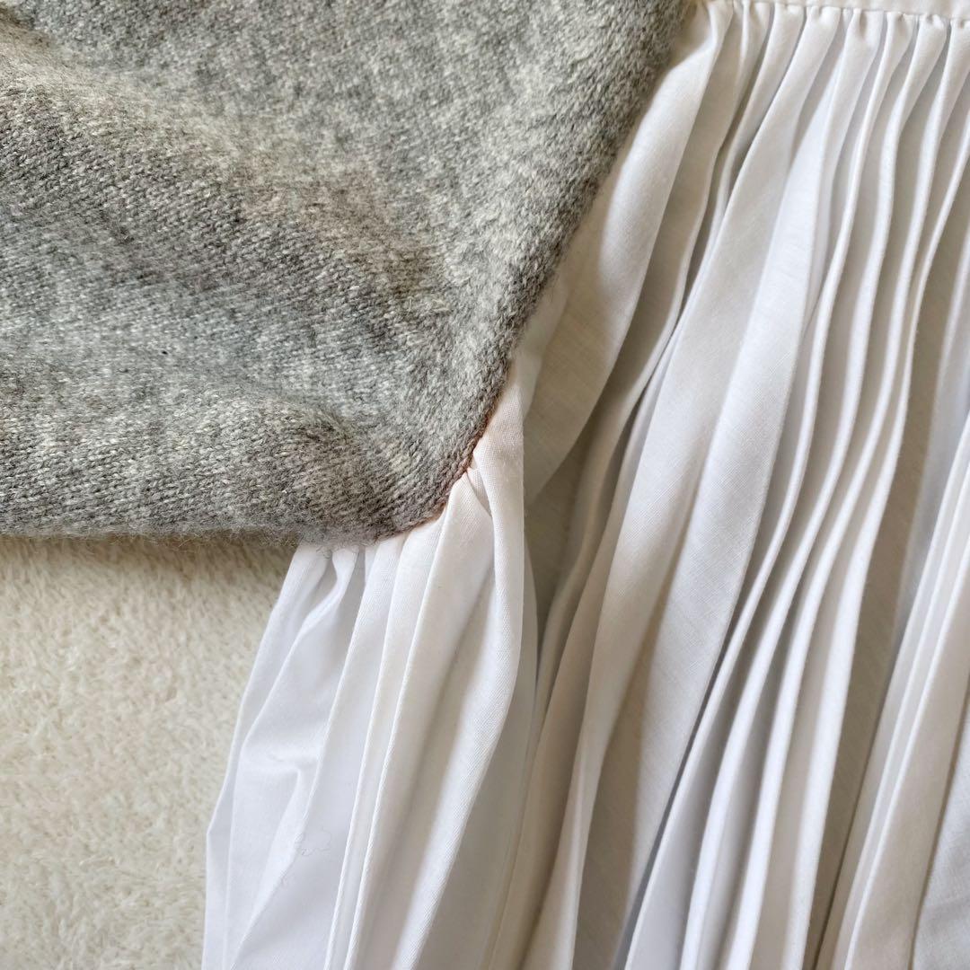 sacai サカイ　異素材ドッキング　ニットプルオーバー プリーツ グレー M