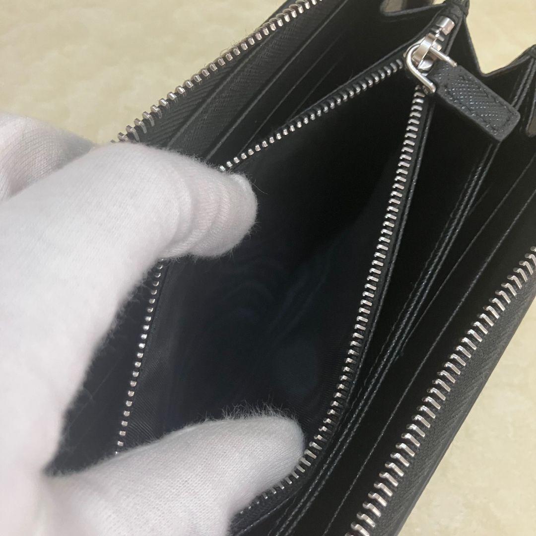未使用　PRADA サフィアーノレザー 長財布 ブラック　エンボスロゴ　黒