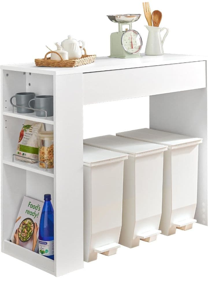 H　萩原　レンジ台　キッチンラック　ゴミ箱上　ラック　引き出し　ホワイト　YK