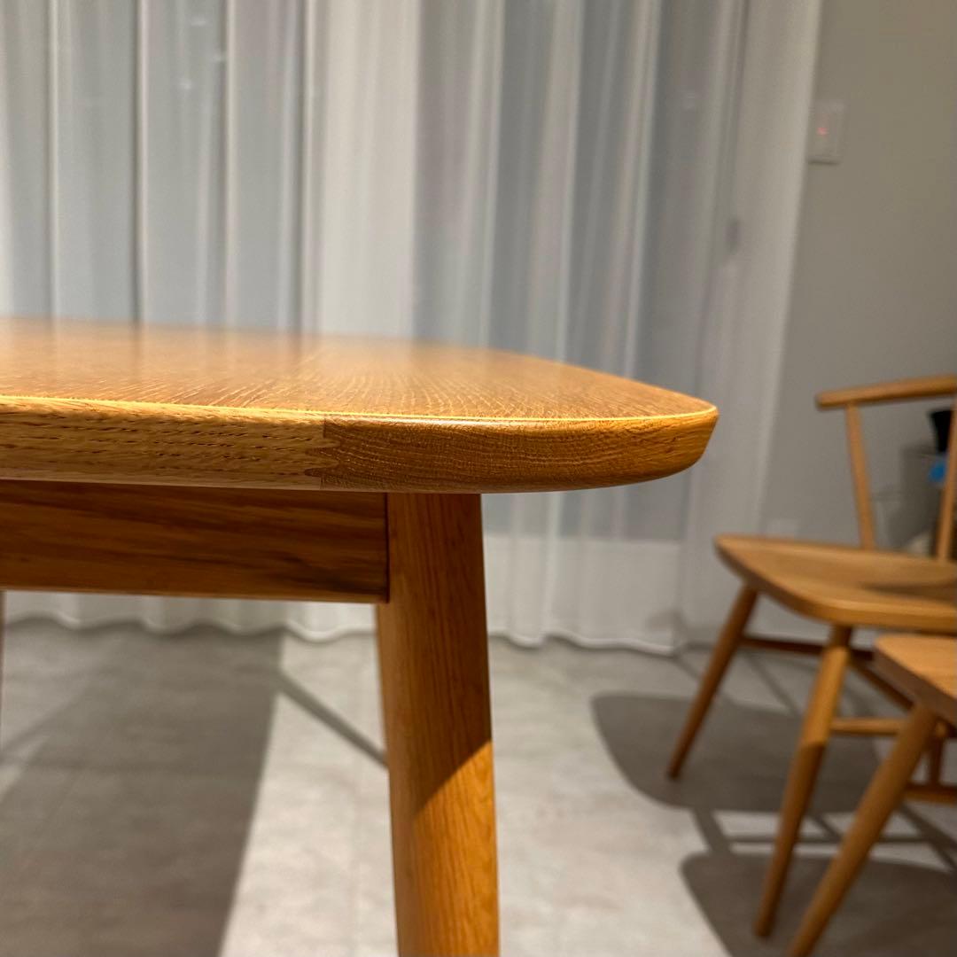 【手渡し】無印良品 オーク材テーブル丸脚/アームチェア丸脚(2脚) 中古品