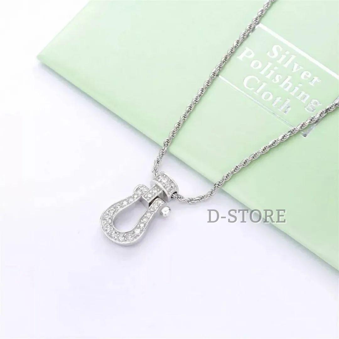 D-STORE ホースシューネックレス シルバー925 CZダイヤモンド 馬蹄型