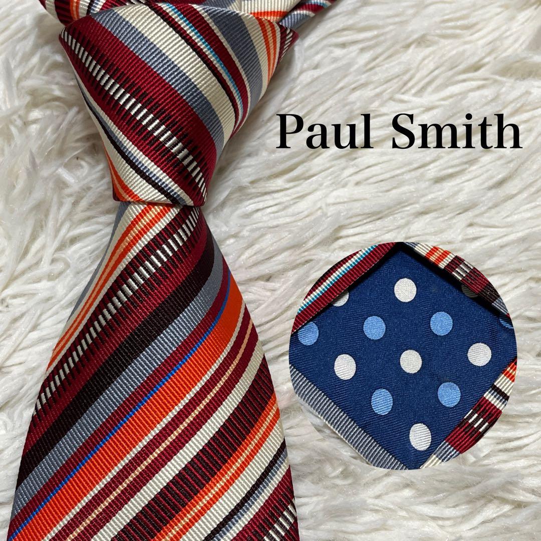 新品✨️ Paul Smith ネクタイ マルチストライプ ドット オレンジ 希少