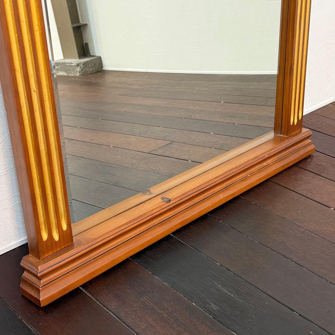 H112K52 アンティーク調 木製 アーチ型 ウォールミラー