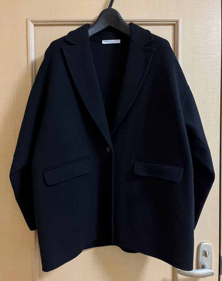 美品！　ビューティー&ユース　リバーテーラード　ミドルコート　XS ブラック