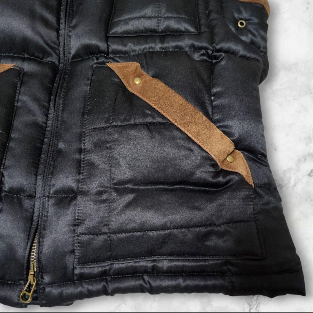 ラルフローレン コットン シルク ダウンベスト リアルファー 本革スエード