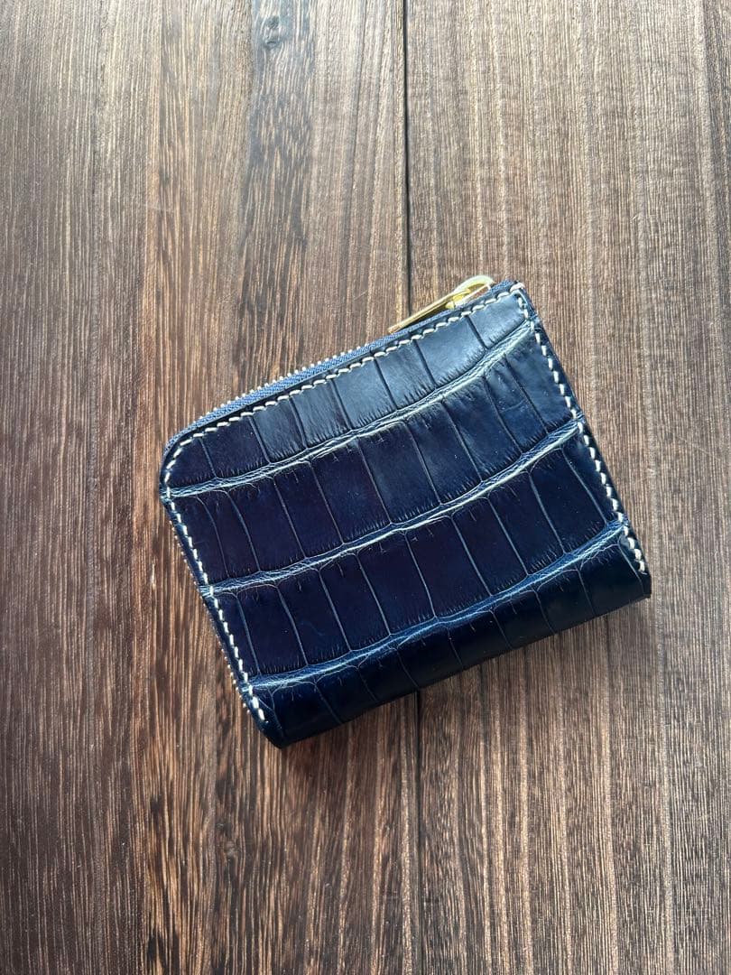 ダイチャンスページ　クロコダイル　藍染　コンパクトウォレット