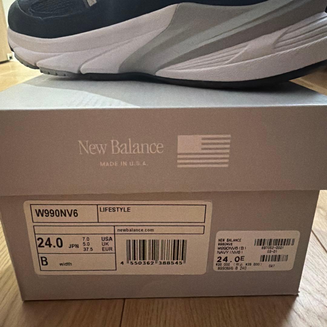 New Balance 990 V6 ネイビー 24cm 箱付き 国内正規店