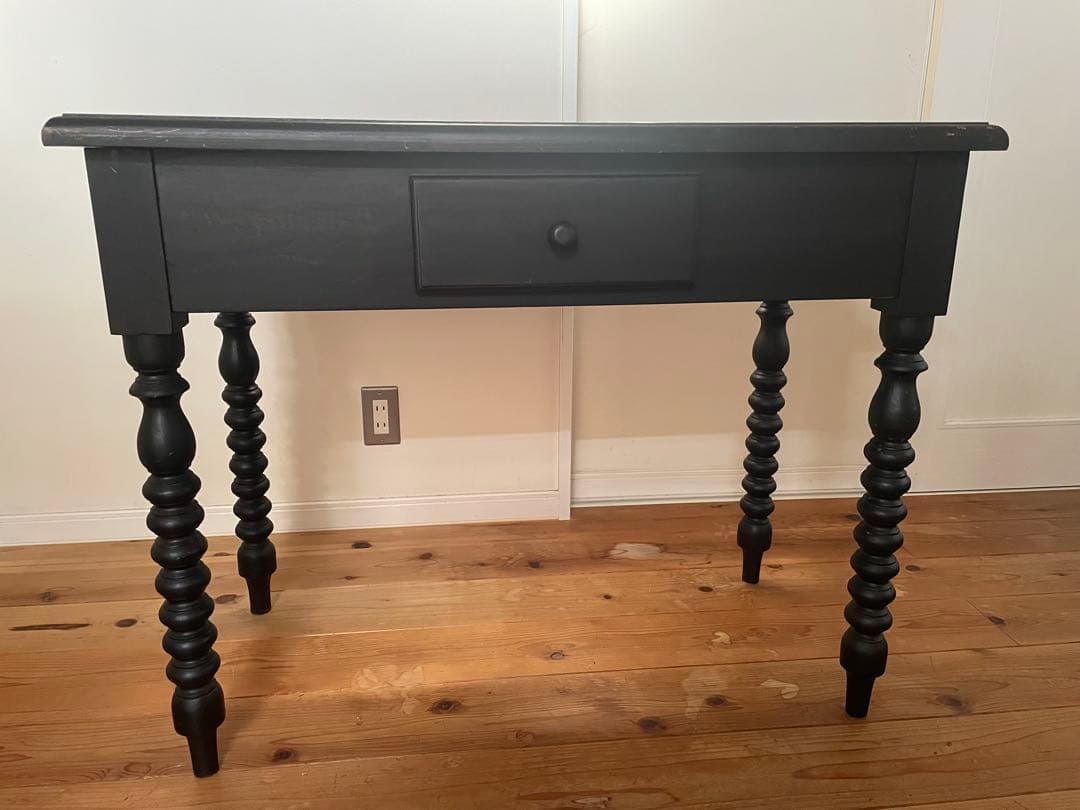 再値下げアンティーク　ボビンレッグデスク　テーブル　マットブラック