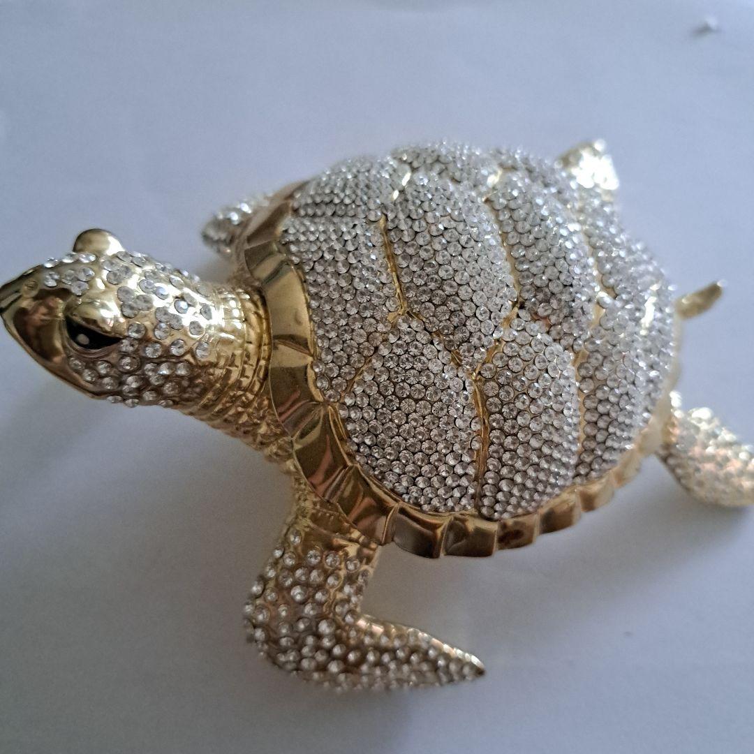 亀　置物　小物入れ　ラインストーン