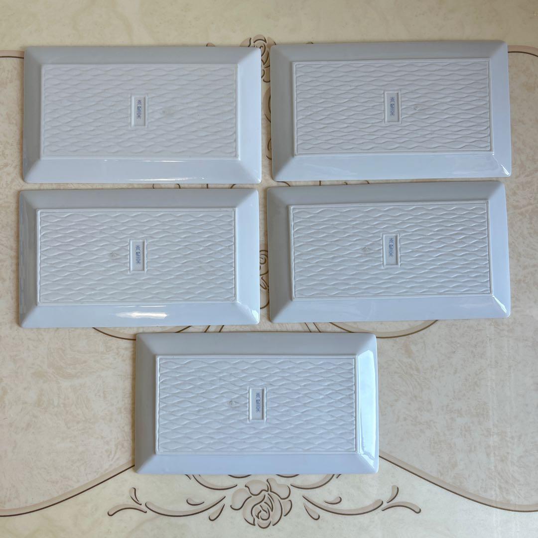 有田焼　青藍窯　金襴手　花詰　長角皿　5枚　長皿　中皿　色絵　金彩赤絵　古伊万里