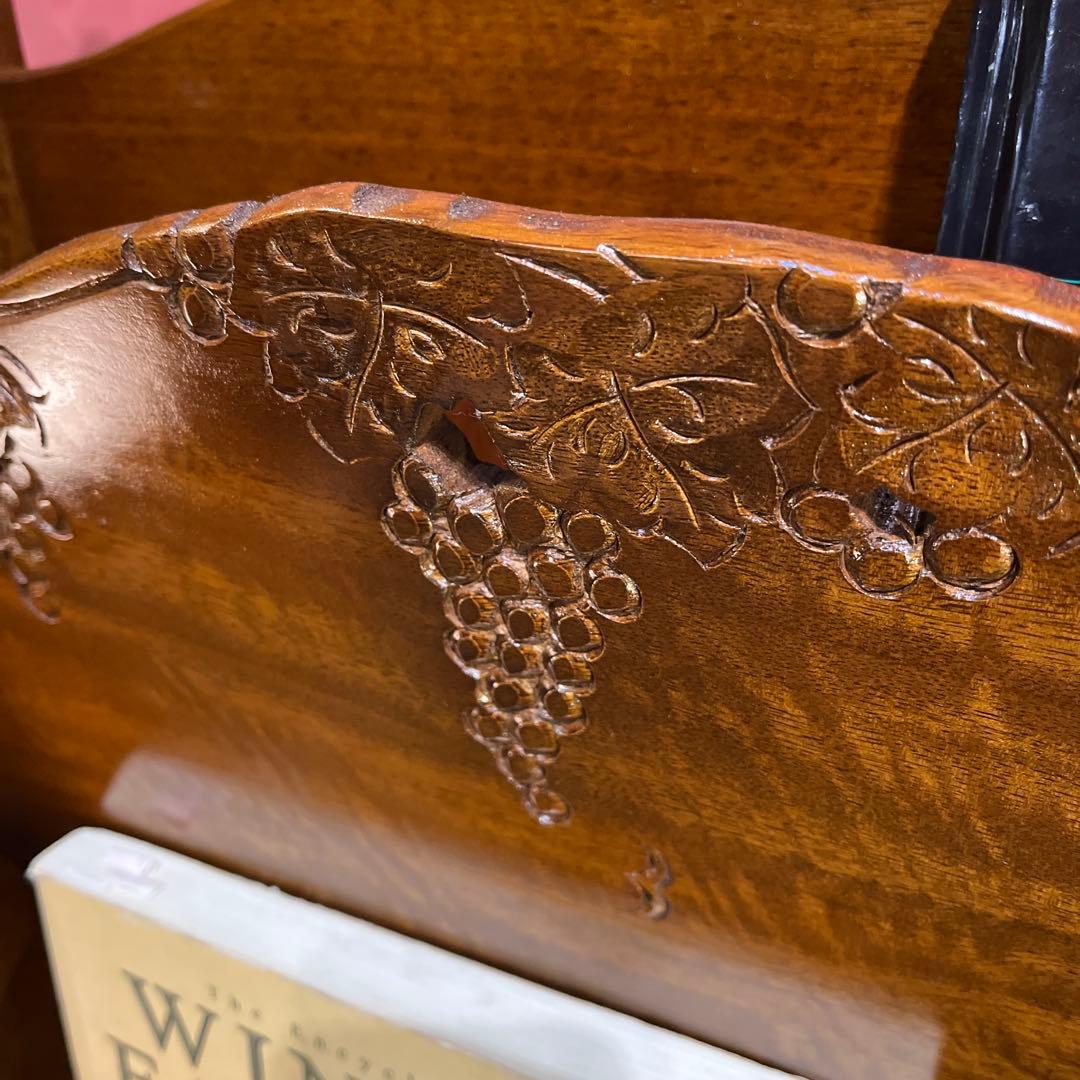 希少　美品　アンティークPT 吉川 葡萄園 カービング２段ラック棚