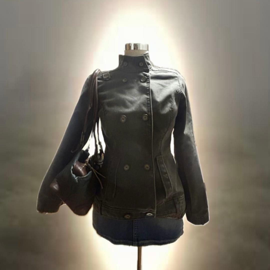 ダークグレー　ミリタリージャケット　トップス　コート　グランジ　y2k