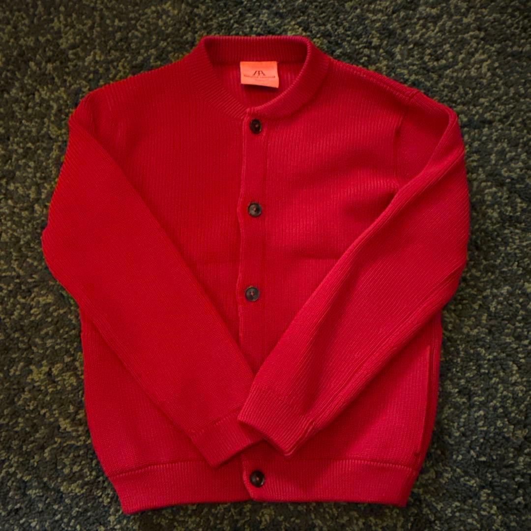 ANDERSEN-ANDERSEN リブ編みカーディガン レッド