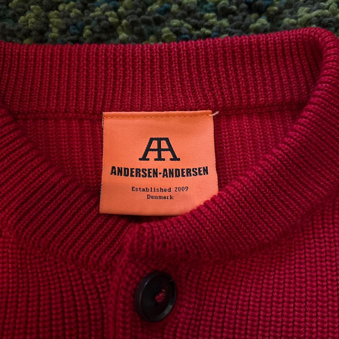 ANDERSEN-ANDERSEN リブ編みカーディガン レッド